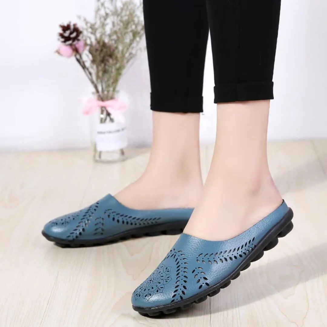 Women's Floral Fashion Slippers Hollowed Out Casual Flat Mules