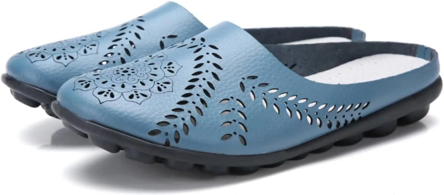 Women's Floral Fashion Slippers Hollowed Out Casual Flat Mules