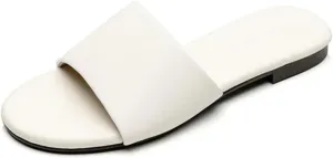 Women's Genuine Leather Flat Sandals - Low Heel (3cm/1.2in) Beach Summer Mules