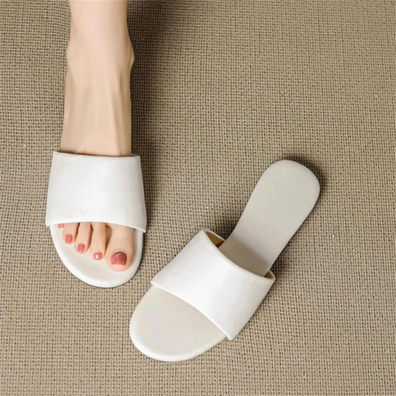 Women's Genuine Leather Flat Sandals - Low Heel (3cm/1.2in) Beach Summer Mules