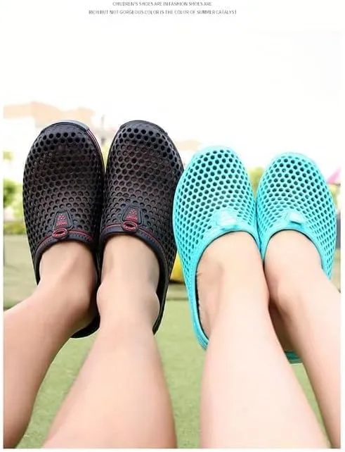 Women's Hollow Flat Clogs, Breathable Non-Slip Garden Mules, Casual Beach Skates Minimalist