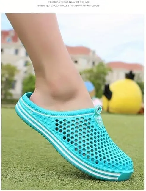 Women's Hollow Flat Clogs, Breathable Non-Slip Garden Mules, Casual Beach Skates Minimalist