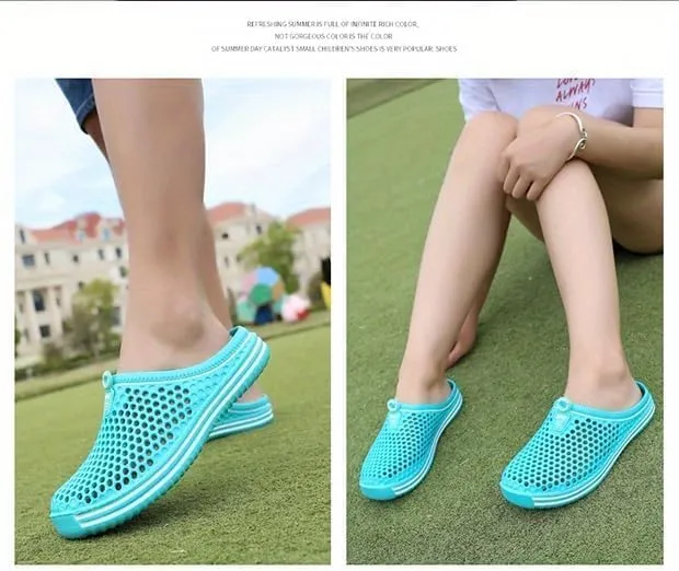 Women's Hollow Flat Clogs, Breathable Non-Slip Garden Mules, Casual Beach Skates Minimalist