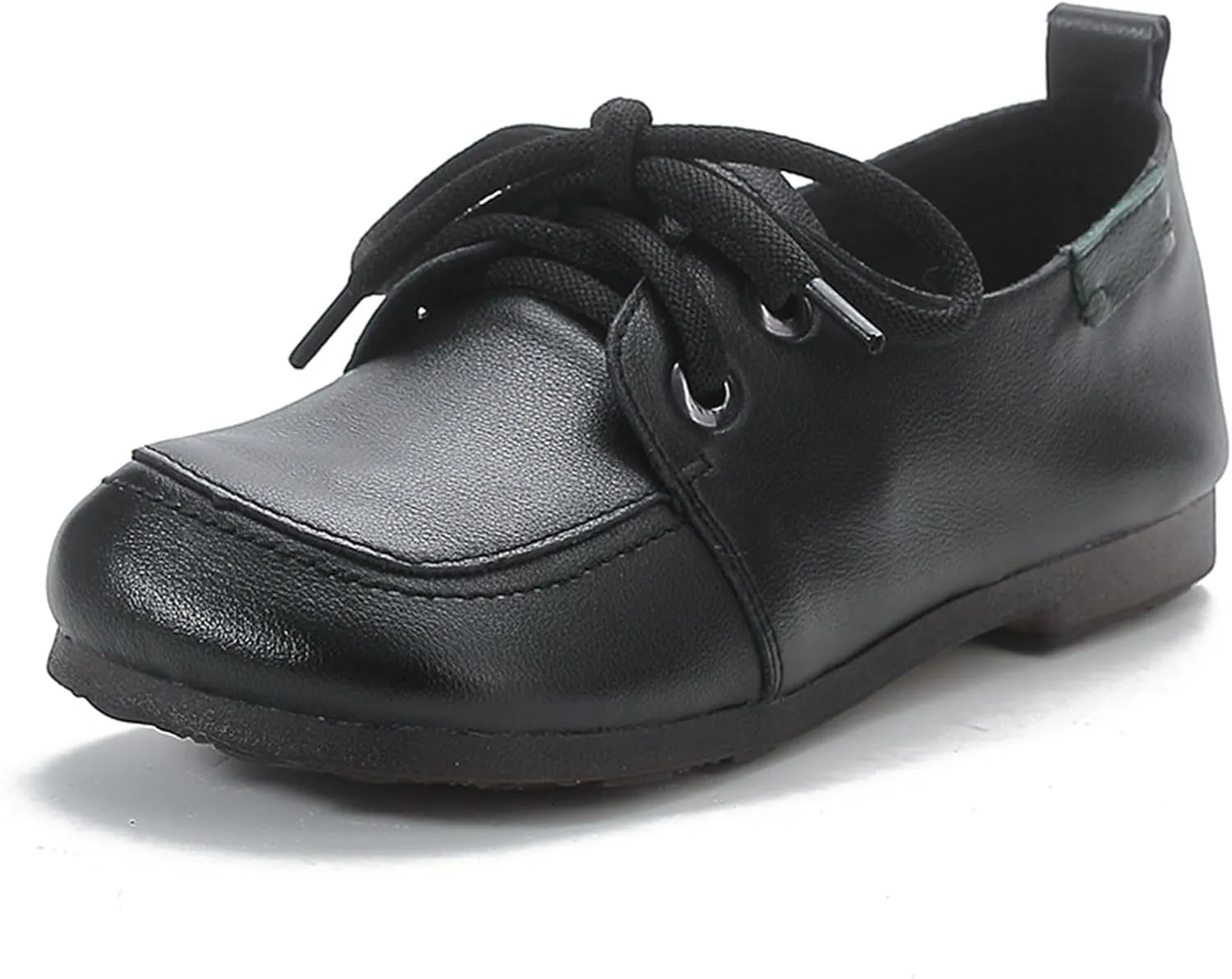 Women's Retro Leather Oxford Shoes with Adjustable Laces?? Comfortable and Soft Square Toe Work Office Non Slip Dress Shoes