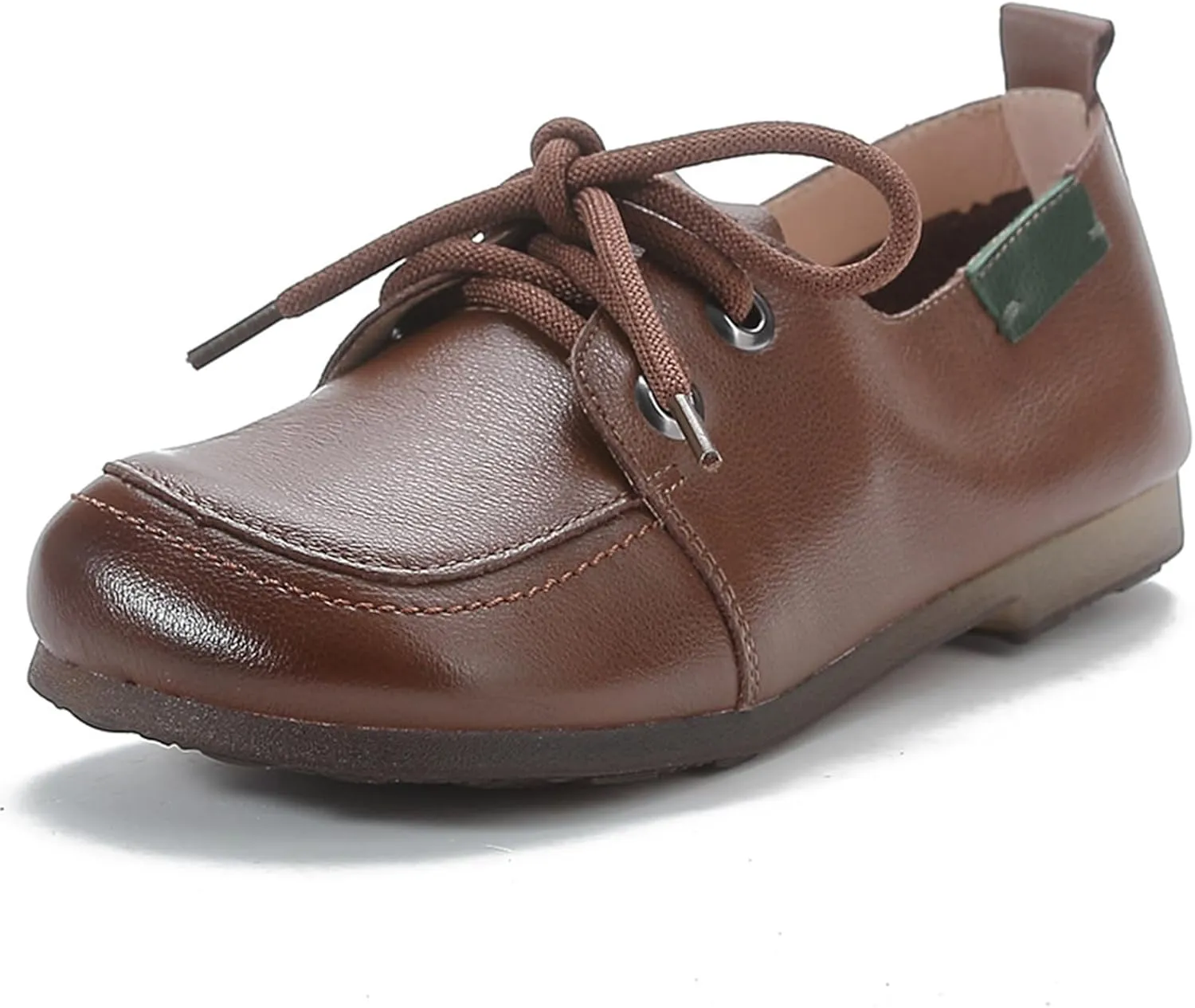 Women's Retro Leather Oxford Shoes with Adjustable Laces?? Comfortable and Soft Square Toe Work Office Non Slip Dress Shoes