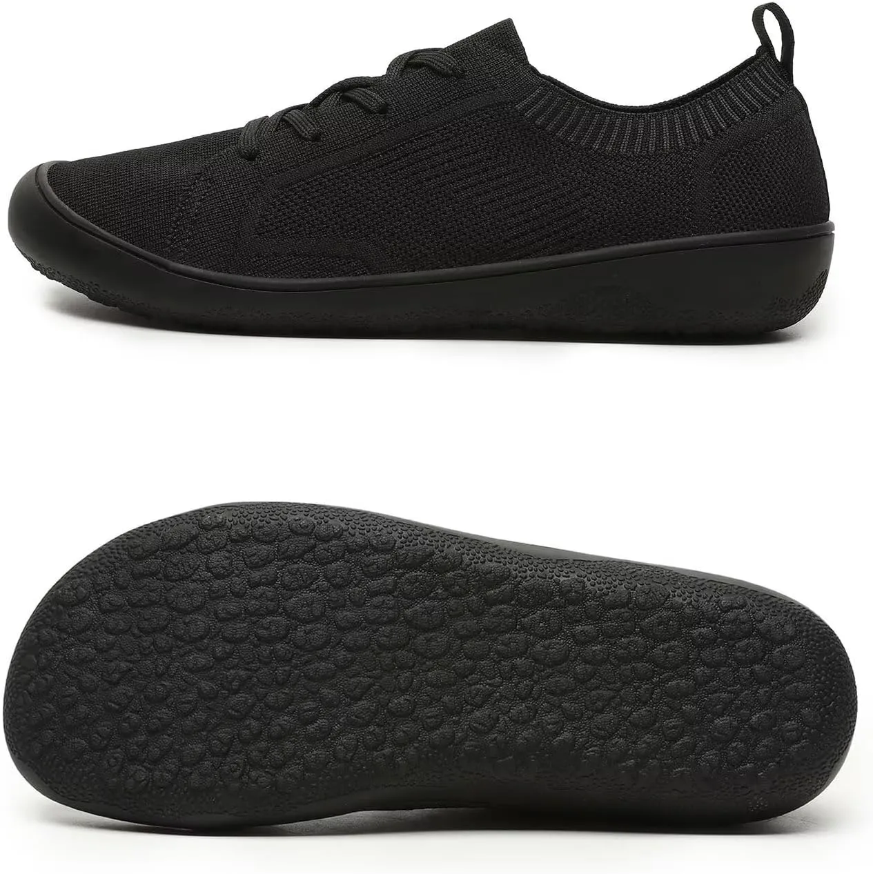 Women's Wide Toe Minimalist Barefoot Walking Shoes Comfort Low Top Knit Lace-up Sneakers Casual Outdoor Tennis Shoes