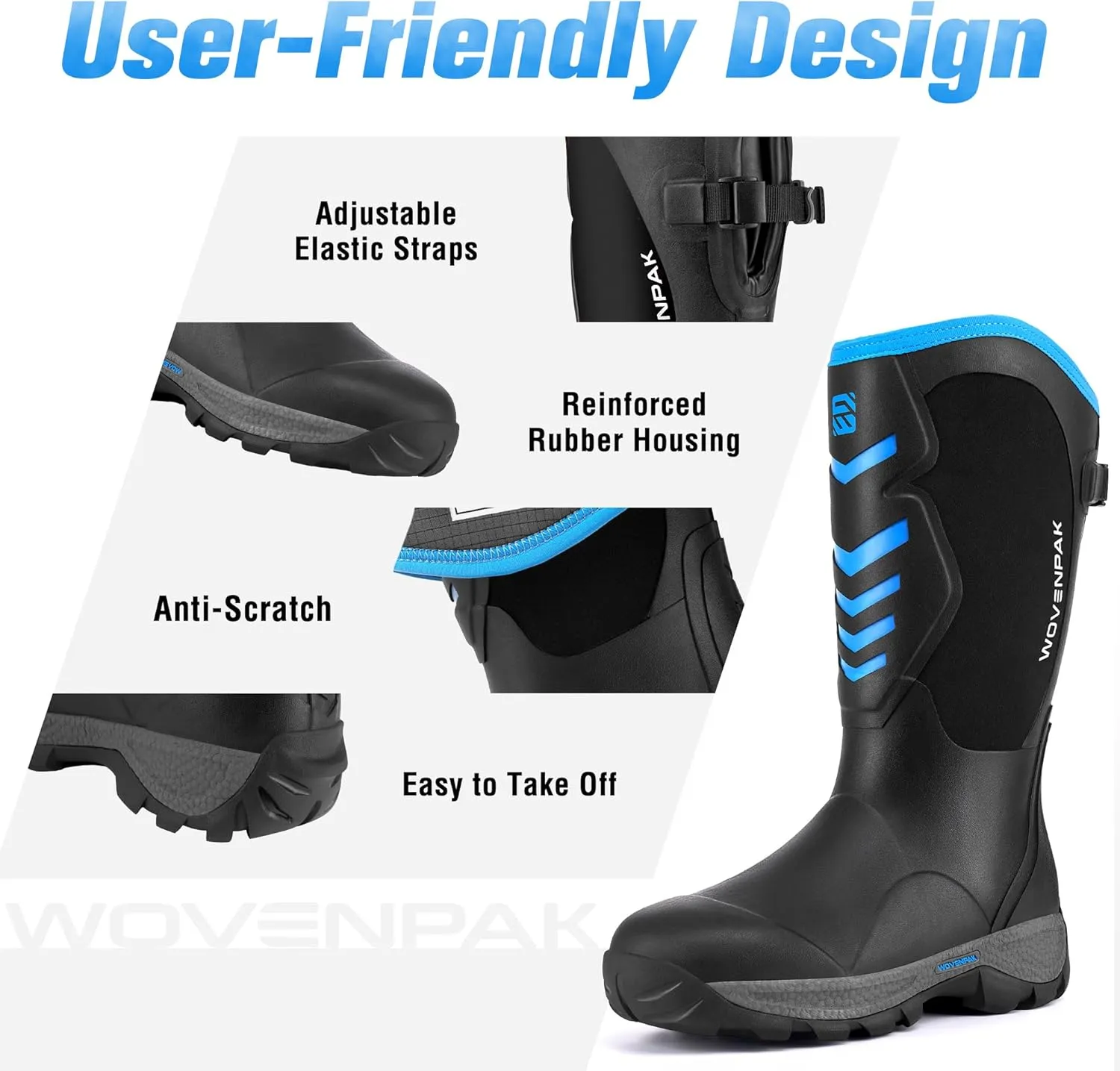 Wovenpak Rain Boots Women, Rubber Boots for Women Insulated Hunting Boots with Steel Shank, Waterproof Boots for Women, Womens Work Boots 6mm Neoprene Rain Boots Outdoor, Size 6-11