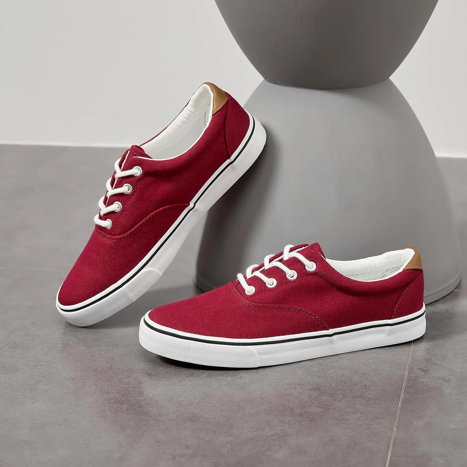 yageyan Men??s Low Top Canvas Walking Shoes Lace-up Fashion Sneakers Casual