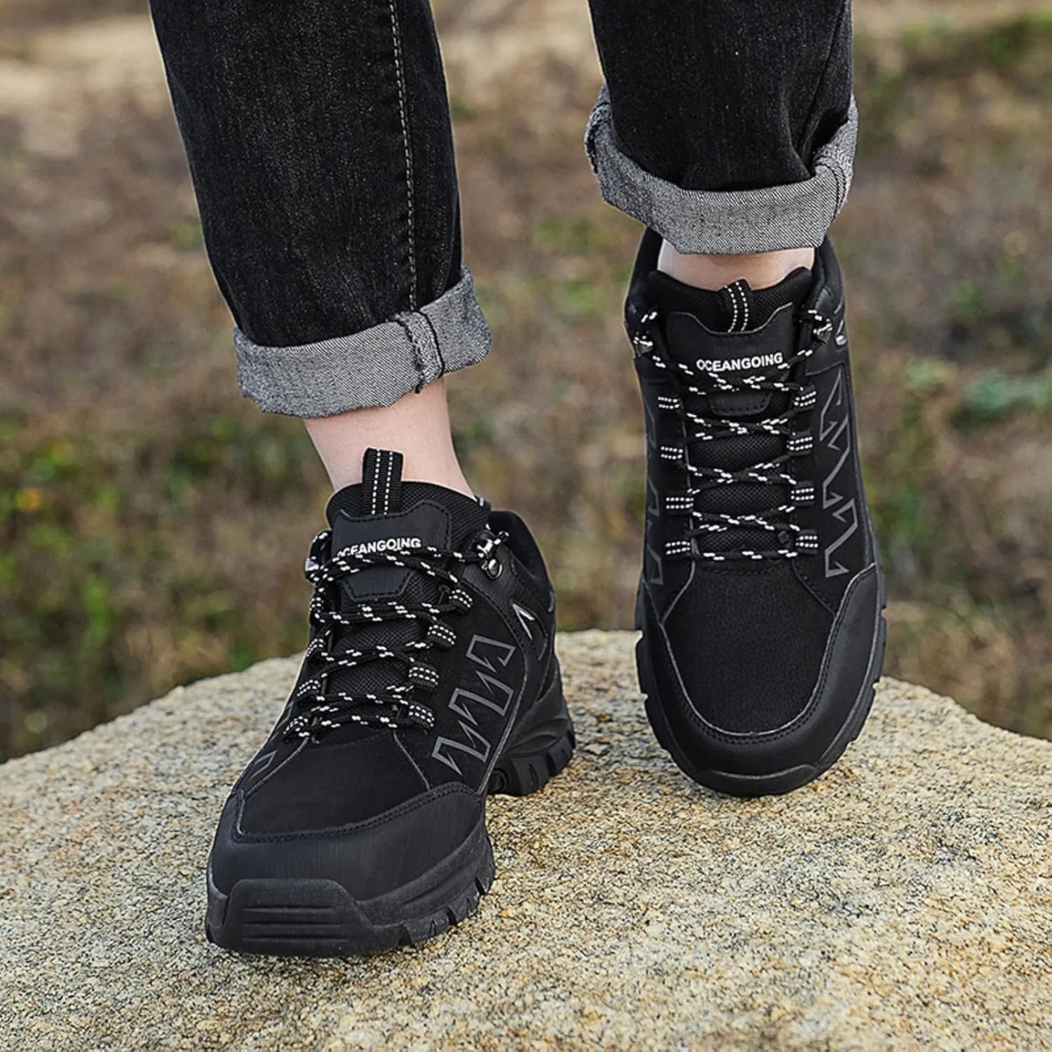 ZDLJYL Men's Low Top Waterproof Hiking Shoes Trekking Trails Outdoor Lightweight Work Shoes Trailing Trekking Camping Walking Quest